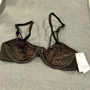 NWT 32B Auden black/pink unlined Demi coverage underwire bra